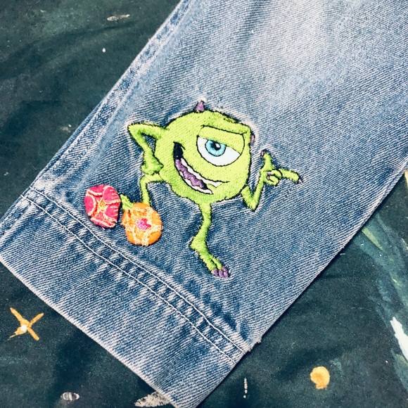 Girl’s Monster’s Inc Vintage Boo Denim Overalls Size 4 EUC - Picture 2 of 6